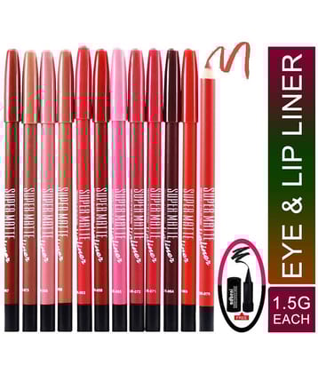 MN Super Matte 12PCs Lip Liner Pencil 12 1.5 gm