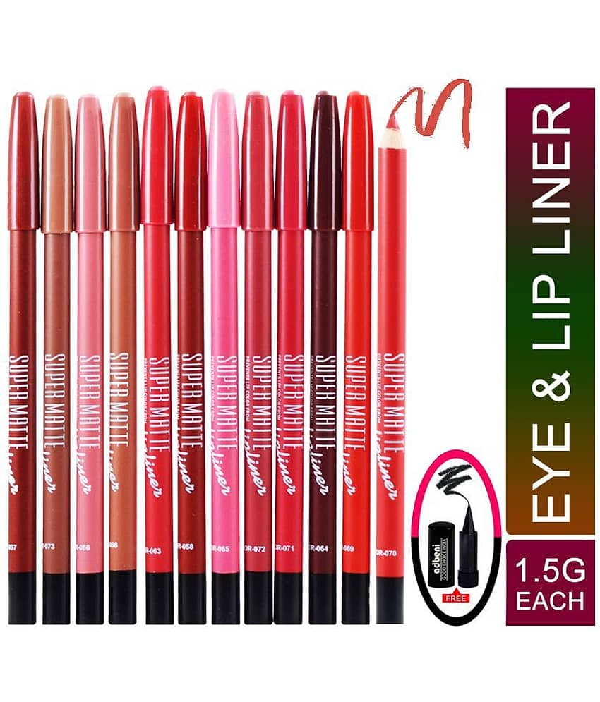 MN Super Matte 12PCs Lip Liner Pencil 12 1.5 gm
