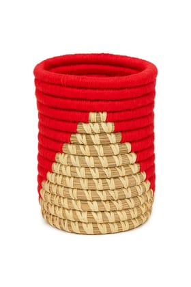 Handwoven Tigergrass Red Pen Stand