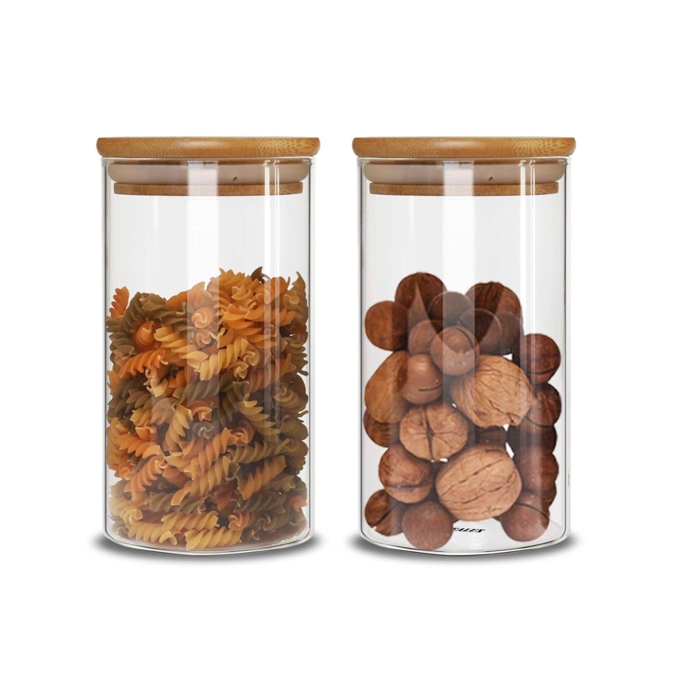 Wooden lid jar 1050 ML Kitchen Containers For Sugar, Candy, Cookie, Rice Spice Jam Honey Grocery Pickle Dry Fruit (pack of 2)