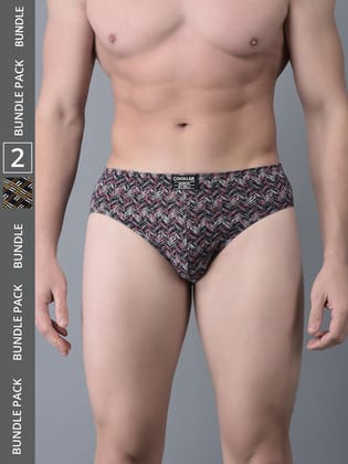 Men's Assorted Pack of 2 Soft Combed Cotton Printed Brief