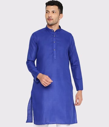 Maharaja - Navy Blue Cotton Blend Men's Regular Kurta ( Pack of 1 )