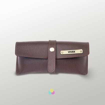 Personalised Leather Goggle Case - Premium Textured Crafted-(Brown)