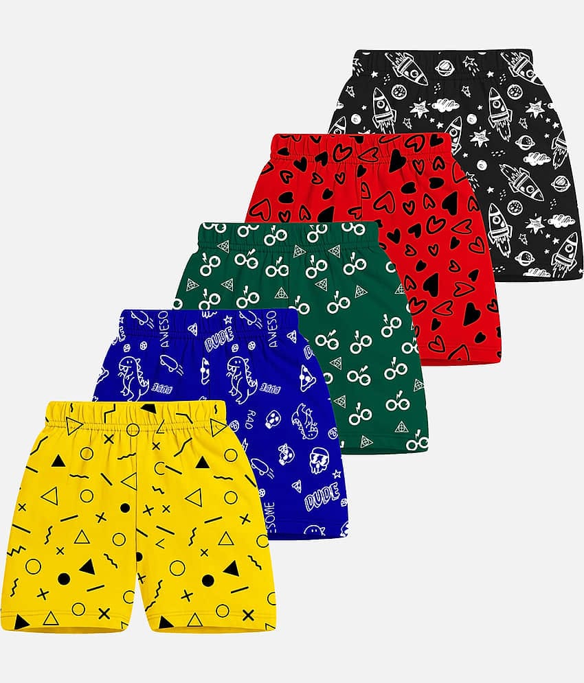 Trampoline Pack of 5 Cotton Shorts For Boys ( Multicolor1 )
