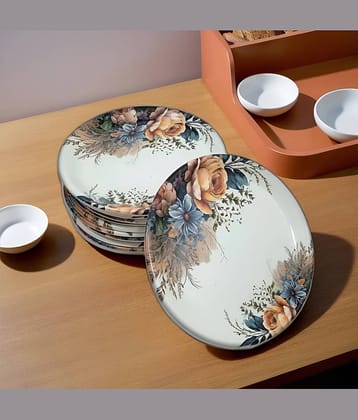 kitchrox 12 Pcs Melamine Multi Color Quarter Plate