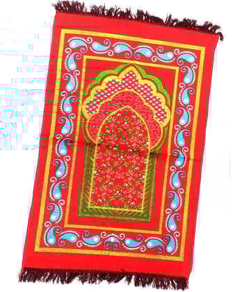 ALRAZA LOOMS Red Single Anti-skid Velvet Prayer Mat ( 110 X 70 cm )
