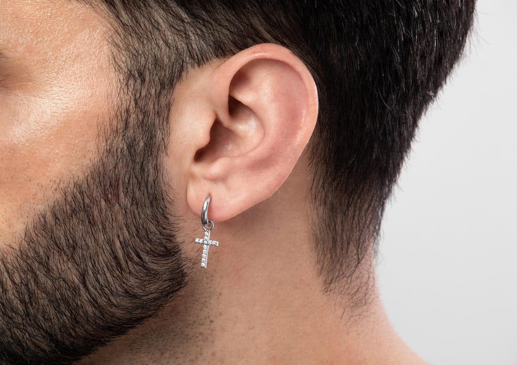Cross Drop Earrings For Men (1 Pc Only)