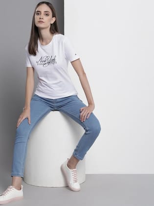 Iconic Logo Tees- T0mmy H!lfiger Women's T-Shirt-XL
