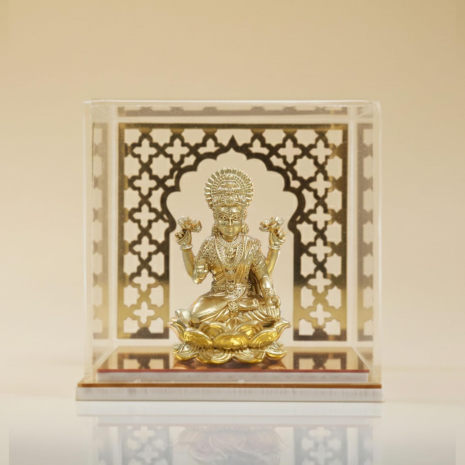 Brahma 3D Farm God Idol Laxmi with Temple | Goddess Laxmi Idol for Home Decor, Pooja Room, Study Table, Living Room & Office Decoration | Gift Item