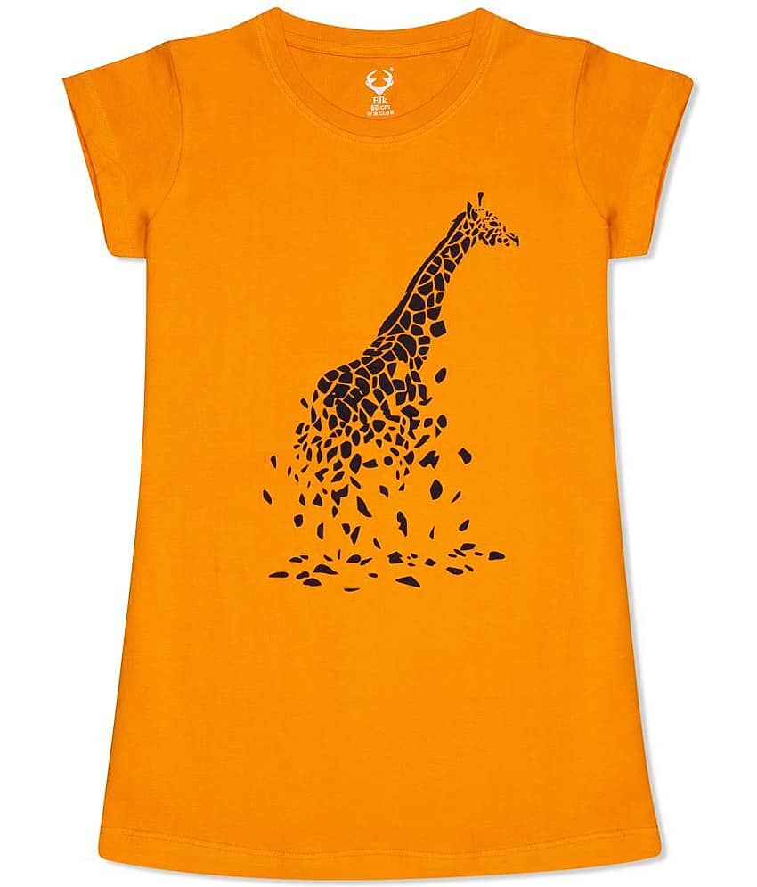 E1K Pack of 1 Girls Cotton T-Shirt ( Yellow )