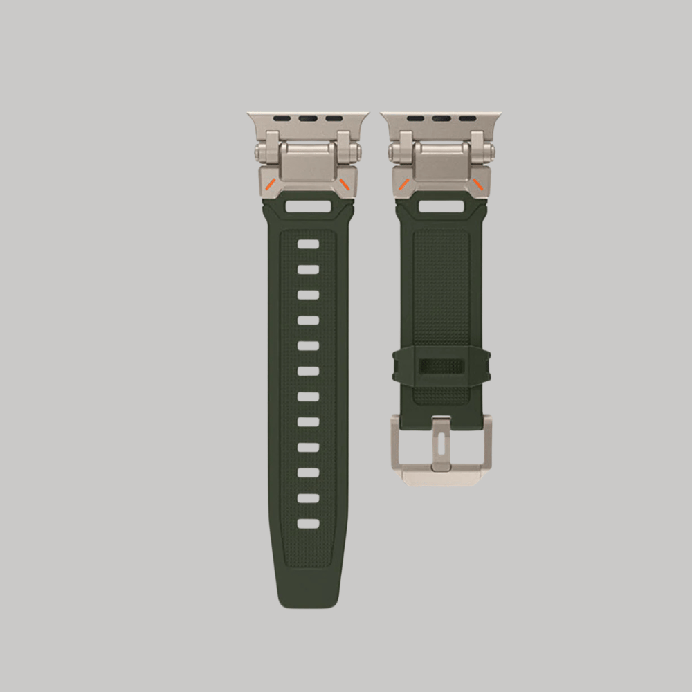 Apple Smart Olive Green Watch Band With Metal Design- 42/44/45/49 MM
