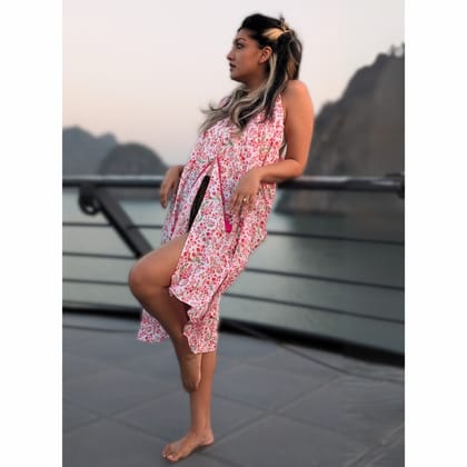 Women's Long Shrug | Beach Cover Up | Bougainvillea