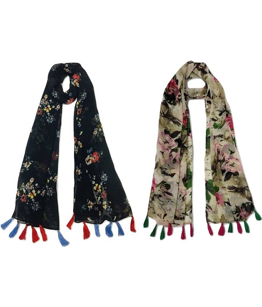 stolevilla Multi Printed Poly Cotton Yarn Stoles ( Pack of 2 )