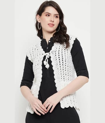 VERO AMORE Acro Wool V Neck Women's Cardigans Dress - White ( Single )
