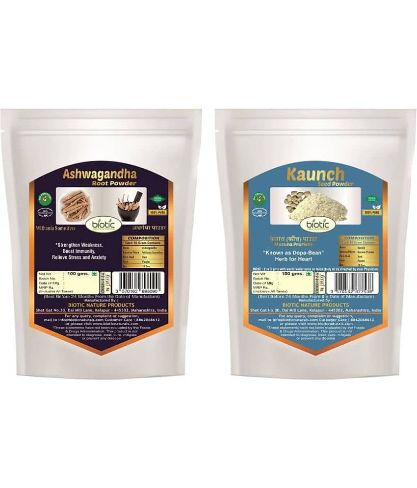 Biotic Ashwagandha & Kaunch Seed Powder (100gms each) Powder 200 gm
