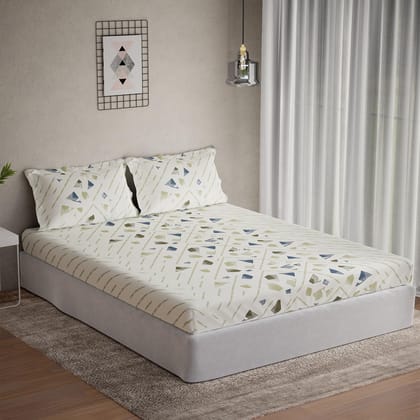 DDECOR - Vega Collection 100% Cotton Contemporary Pattern 144TC Single Bedsheet|190 CM X 254 CM| - Green