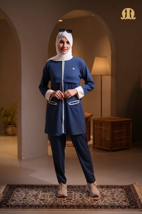 Fes Knit Co-ord Set Blue-M