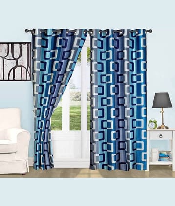N2C Home Floral Semi-Transparent Eyelet Curtain 5 ft ( Pack of 2 ) - Blue