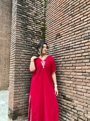 Deep Magenta Velvet Kaftan