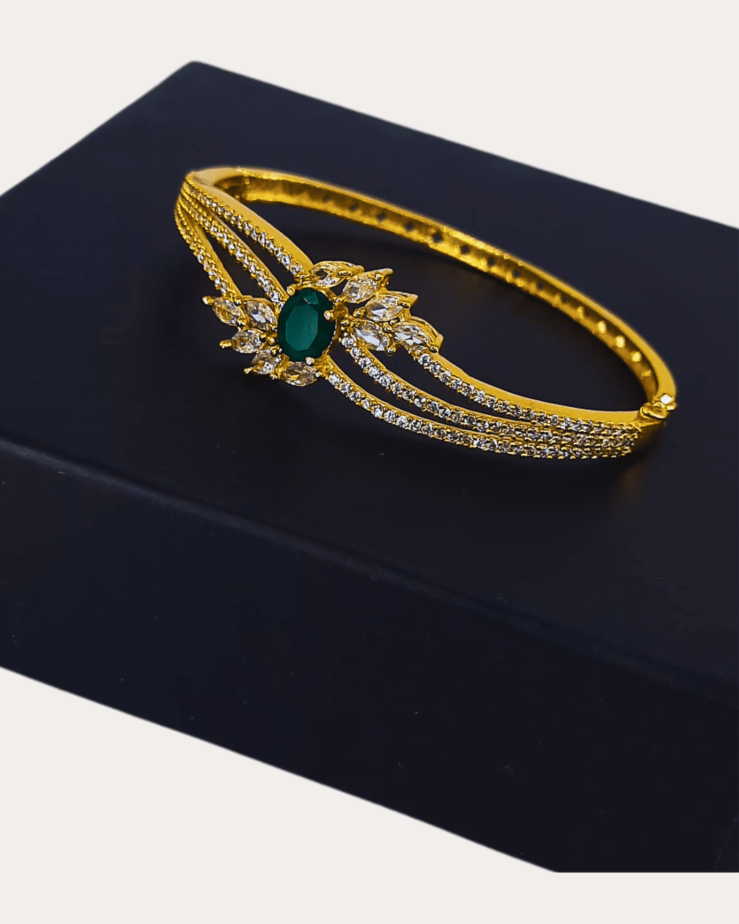 Ad Stone Fitted Adjustable Gold Plated  Bangle