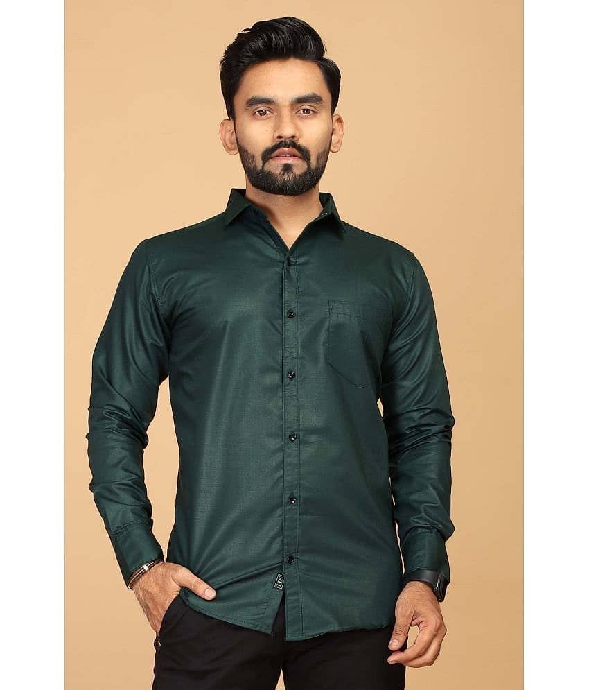 STI Viscose Regular Fit Solids Full Sleeves Men's Casual Shirt - Green ( Pack of 1 )