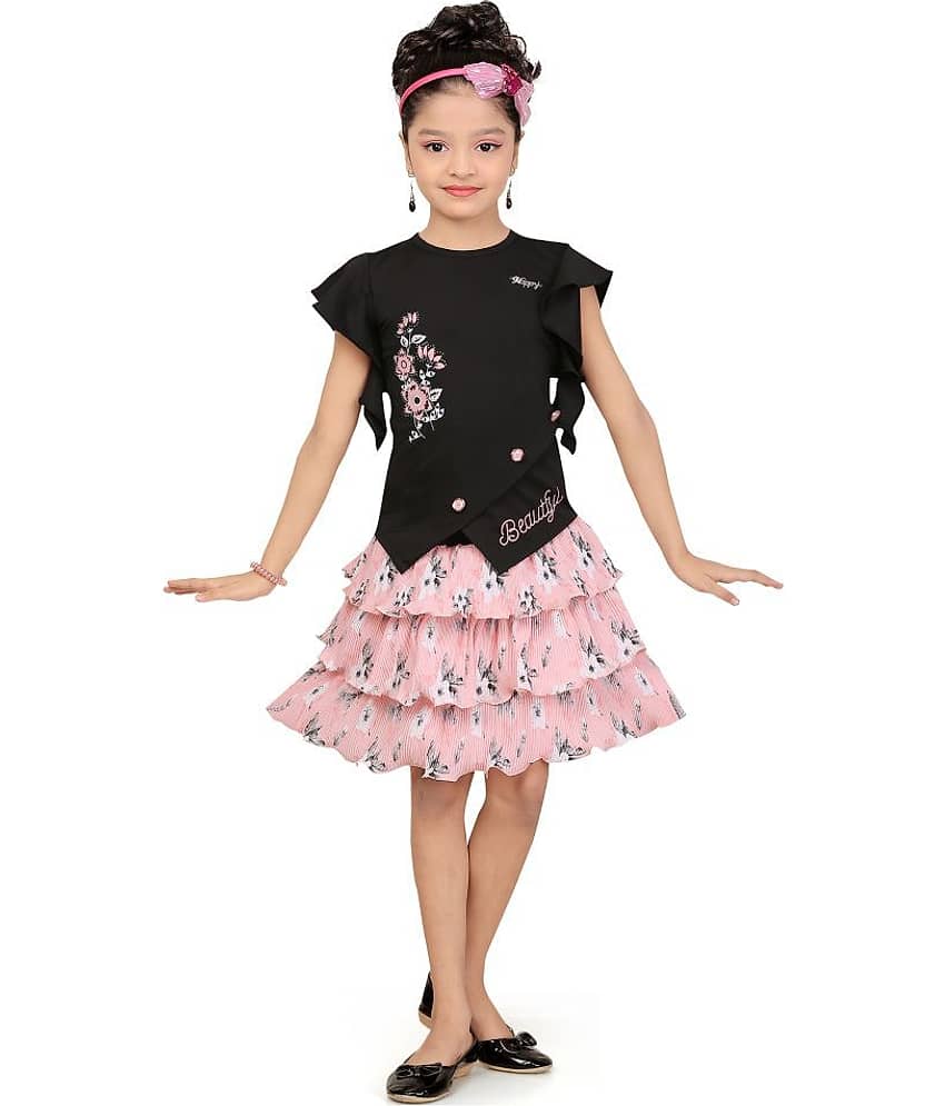 Arshia Fashions Pack of 1 Girls Rayon Top With Skirt ( Pink )