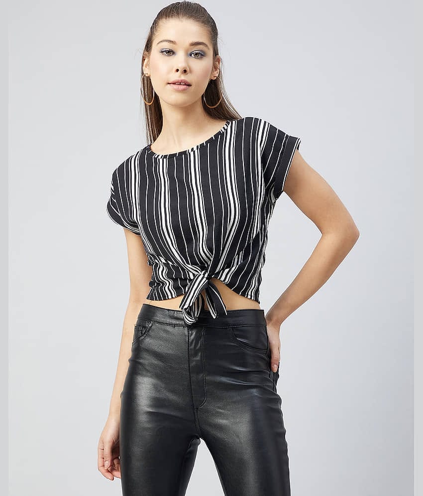 Chimpaaanzee - Black Crepe Women's Knot Front Top ( Pack of 1 )