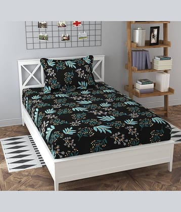 Decent Home Poly Cotton 1 Single Bedsheet with 2 Pillow Covers ( Black )