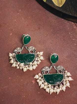 Kayra Earrings-dark green