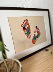 Baby Footprint Pressed Flower Frame Personalised Botanical Keepsake for Newborns