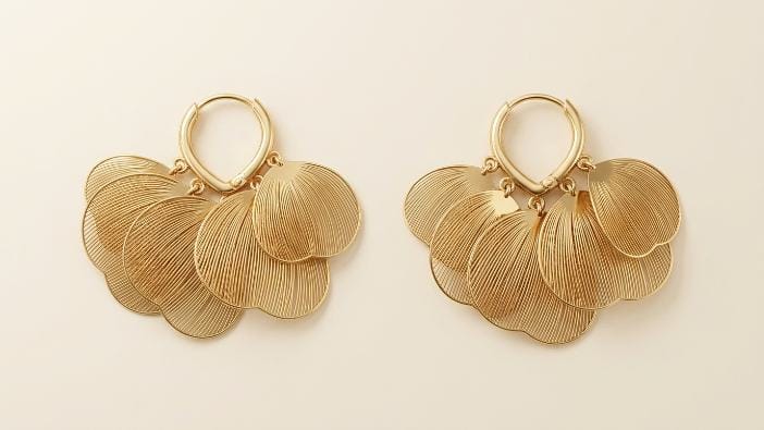 Layered Petal Fan Hoop Earrings | Gold-Tone Anti-Tarnish Imitation Jewellery - Earrings | Buy online on ZillyBuy