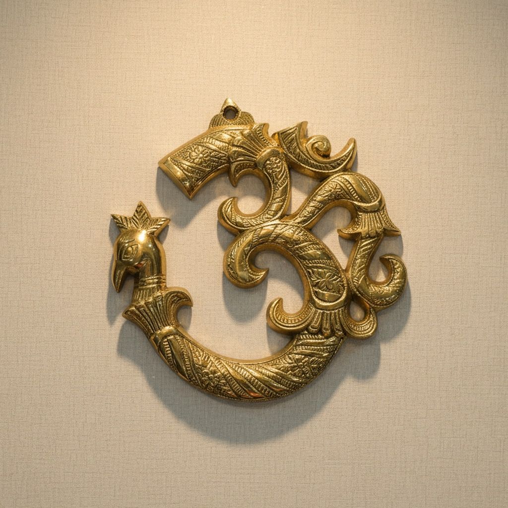 Brass Wall Hanging Om | Entrance Door Decor | Spiritual Wall Art, Height : 6 Inch (FMAS786 C)