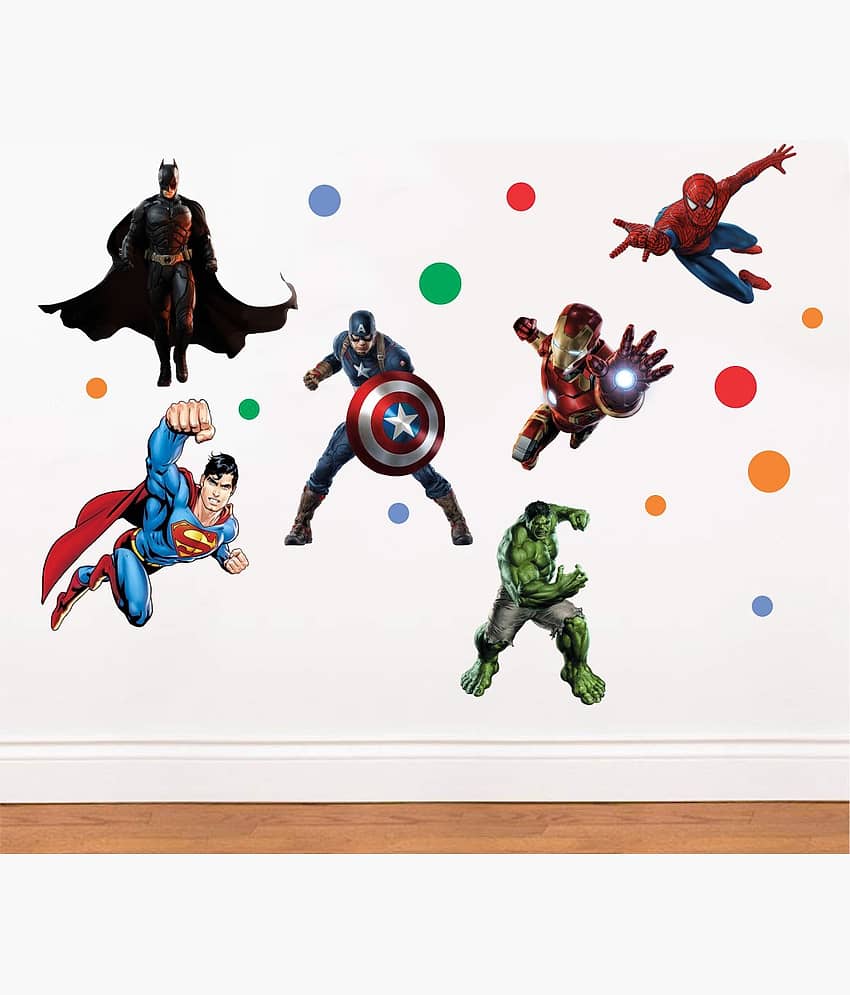 Asmi Collection Super Heroes Wall Sticker ( 150 x 150 cms )