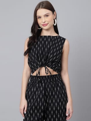 Isha Black Crop Top-XS