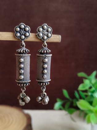 Antique Silver Look-Alike Dangler Earrings | Sarichka Fashion
