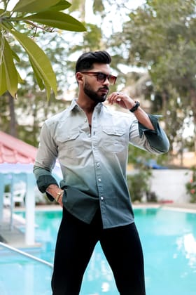 Light Green Double Shade Cotton RFD Designer Shirt Light Green Double Shade Cotton RFD Designer Shirt