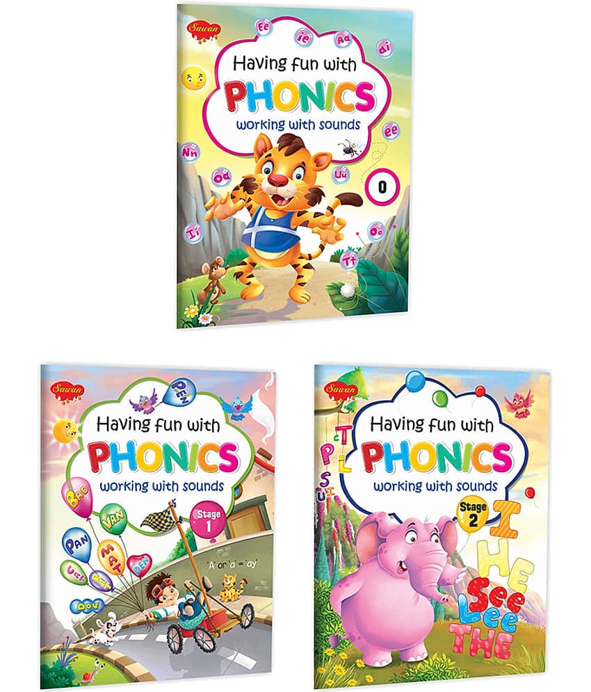 Set of 3 school Books, Having Fun with Phonics (Stage 1), Having Fun with Phonics (Stage 2) and Having Fun with Phonics-0