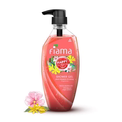 Fiama Happy Naturals Body Wash Shower Gel, Plum Blossom and Ylang, 250ml, Body Wash for Women & Men, 97% Natural Origin Content, Safe on Sensitive Skin Bodywash