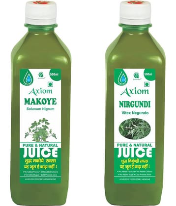 Axiom Nirgundi Juice 500Ml + Makoye Juice 500Ml , Ayurvedic Juice Combo Pack