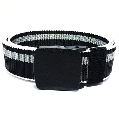 Hemener Unisex Autogrip Plastic Buckle Braided Grey Nylon Canvas Belt-28