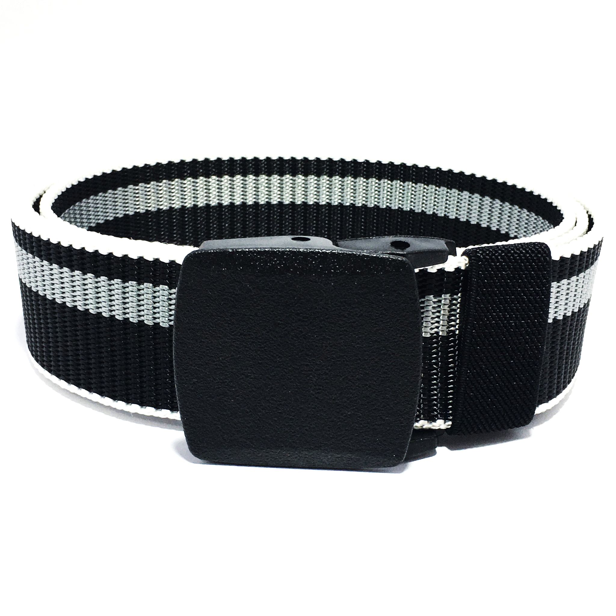 Hemener Unisex Autogrip Plastic Buckle Braided Grey Nylon Canvas Belt-28