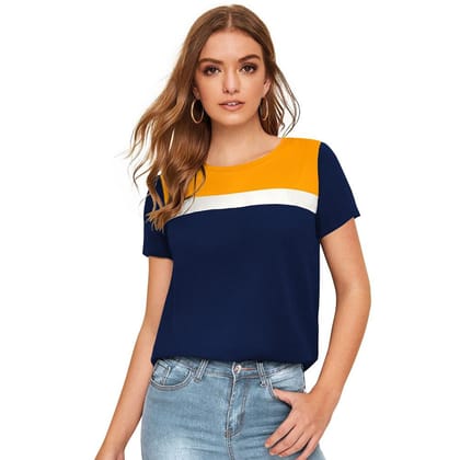 Women's Polyester, Knitting Western Wear T Shirt S (Yellow)