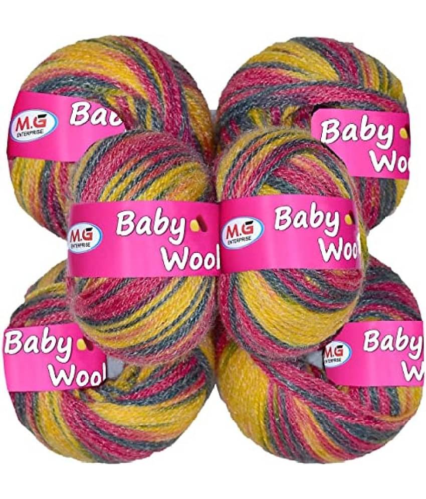 M.G ENTERPRISE 100% Acrylic Wool Purple Grey (Pack of 6) Baby Wool Wool Ball Hand Knitting Wool/Art Craft Soft Fingering Crochet Hook Yarn, Needle Knitting Yarn Thread Dyed … -E