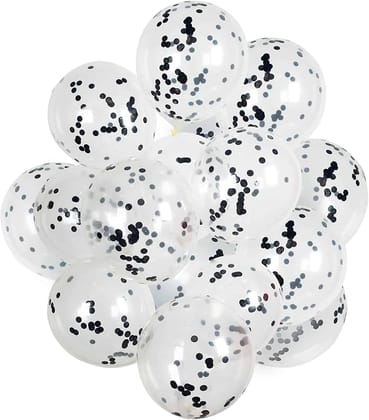 Transparent Balloons w/ Black Confetti  - 12 inches  - 5PC