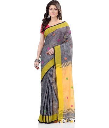 Desh Bidesh Cotton Self Design Saree With Unstitched Blouse Piece ( Yellow )