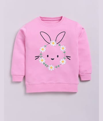CUTOPIES Pack of 1 Girls Cotton Sweatshirt ( Pink )