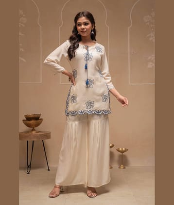Juniper Women Tunic With Trousers Co-Ord Set ( Off White )