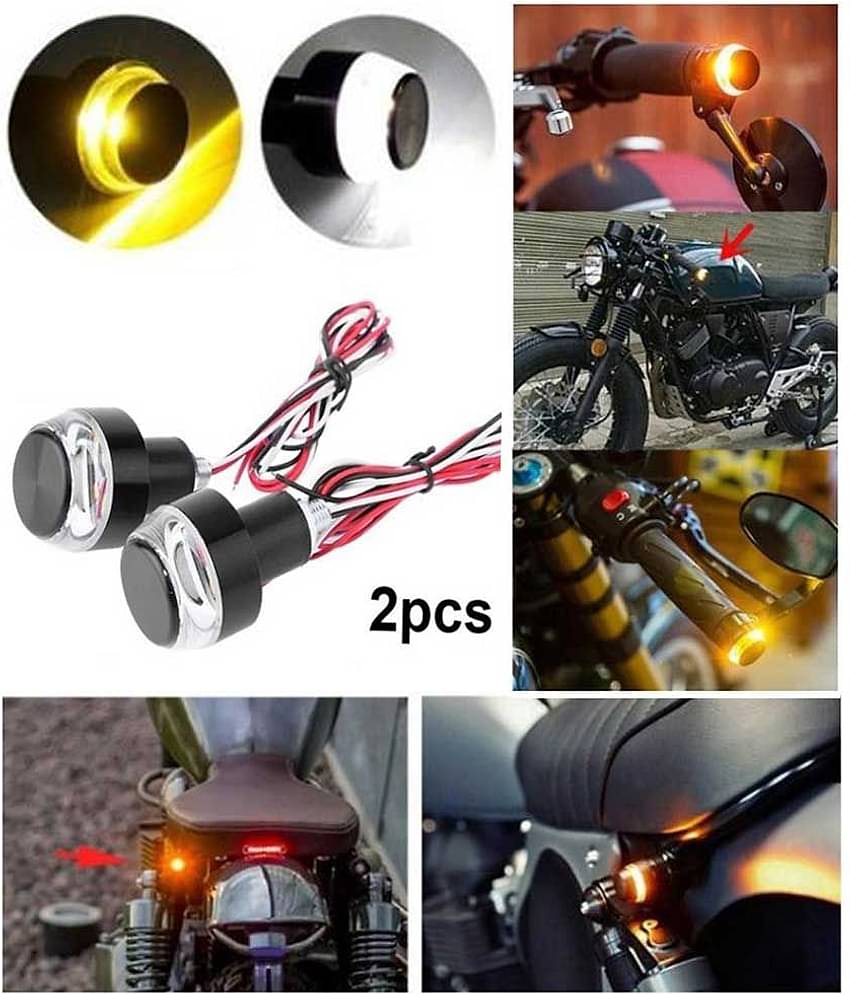 Motorcycle Bike Handle fog Light Dual Color Turn Signal Indicator Light - All Bikes (Plastic Body)