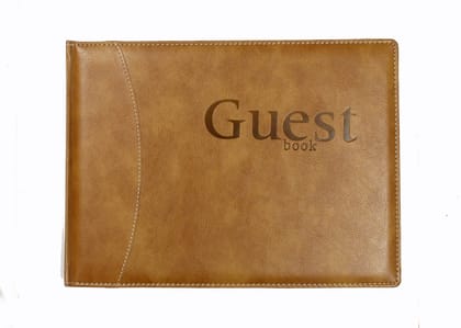 Sukeshcraft Pu Guest NoteBook White and Grey paper Print 2tone Brown