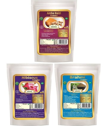 Biotic Amba Haldi, Hibiscus and Brahmi Powder Hair Mask 300 g Pack of 3